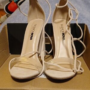 Fashion Nova Nude Strappy Heels